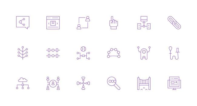 Link Visual Pack containing 18 Minimal Line Icons Style Icon Set vector