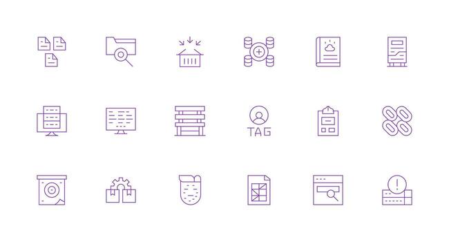 Minimal Line Style Database Icons with 18 Vectors Icon Pack for UI