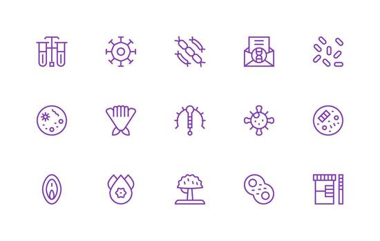 biológico conjunto con 15 regular línea íconos web y aplicación icono paquete colección vector