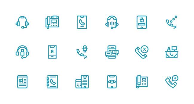 fuerte carrera línea estilo teléfono íconos con 18 vectores mínimo icono conjunto para interfaz proyectos