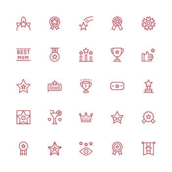 25 íconos para mejor en medio carrera contorno formato multi-estilo íconos para creativo proyectos vector