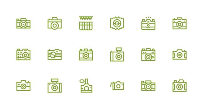 18 fuerte carrera línea vectores para obturador tema íconos construido para visual consistencia paquete