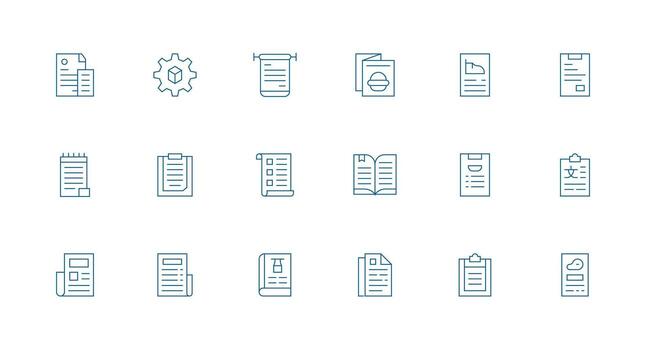 Specifications Set with 18 Minimal Line Icons Simple Icon Pack vector