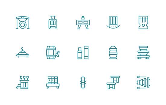 Wooden featuring 15 Icons in Regular Line Design UI Icon Set vector