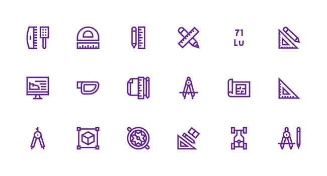 Strong Stroke Line Style Technical Drawing Icons with 18 Vectors Well-Structured Icons for Creative Use