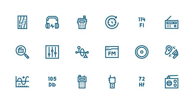 frecuencia icono colección con 18 fuerte carrera línea diseños escalable íconos para todas temas vector