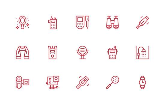 Handheld Set with 15 Regular Line Icons Icon Collection Set vector