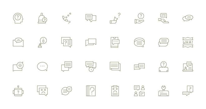 apoyo solicitud visual paquete conteniendo 32 Delgado línea íconos esencial icono colección vector