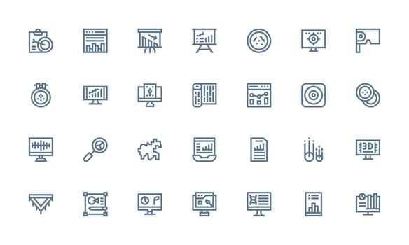 Visualization Visual Pack containing 28 Bold Line Icons Minimal Icon Set for Interface Projects vector