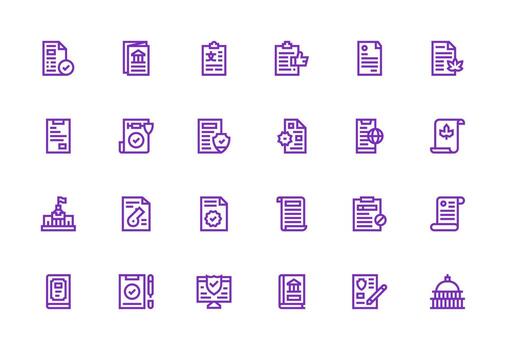 Thick Line Line Style Policy Icons with 24 Vectors Simplified Icon Pack for Visual Tools