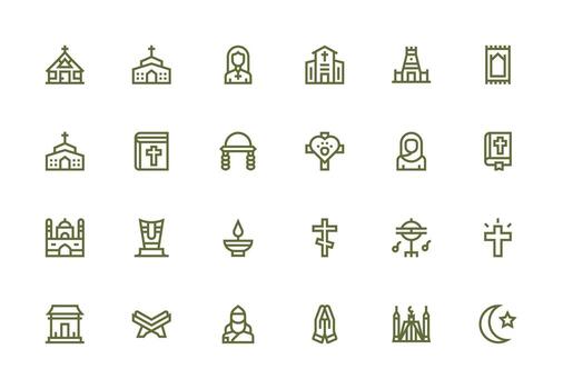 Worship Set with 24 Thick Line Line Icons Interface Icon Collection for Daily Projects vector