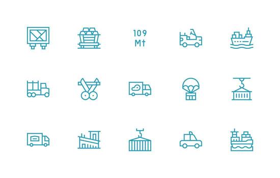 Freight Icon Collection with 15 Regular Line Designs Clean Icon Set Icon Pack for UI Projects vector