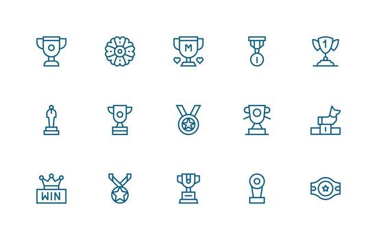Winner including 15 Regular Line Illustrations Scalable Icons for Cross-Platform Interfaces vector