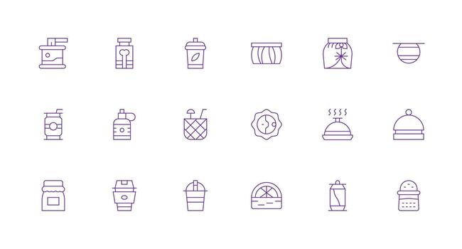 Lid Set with 18 Minimal Line Icons Multi-Purpose Icon Set vector