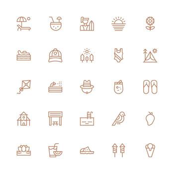 Medium Stroke Outline Icons from Summer Set with 25 Vectors Well-Structured Icons for Creative Use