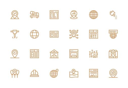 grueso línea línea íconos desde sitio conjunto con 24 vectores alta resolución íconos para ninguna plataforma