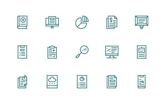 Report Set with 15 Regular Line Icons Scalable Icons for All Themes vector