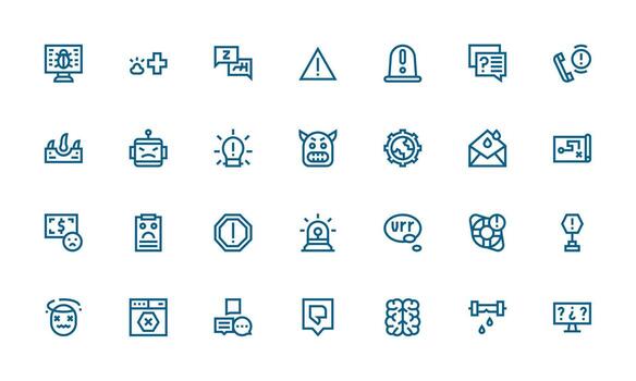 28 Icons for Problem in Bold Line Format Clean Icon Set Icon Pack for UI Projects vector