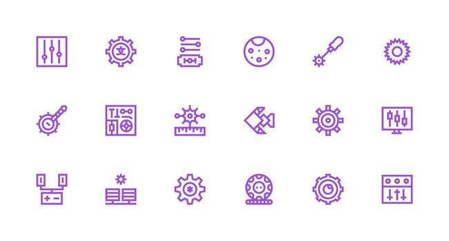 18 Strong Stroke Line Icons for Adjustment Graphics Flexible Icon System for Web Interfaces vector