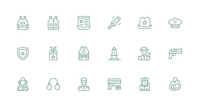 18 Minimal Line Vectors for Police Theme Clean Icon Set Icon Pack for UI Projects