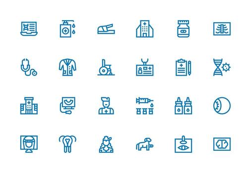 24 Icons for Healthcare in Thick Line Line Format Clean Icon Set Icon Pack for UI Projects vector