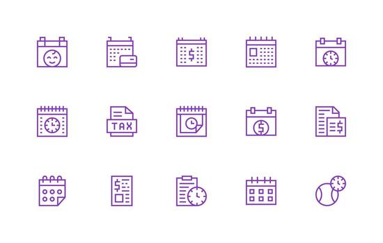 15 Icons for Due Date in Regular Line Format Clean Icon Collection for Web Use vector