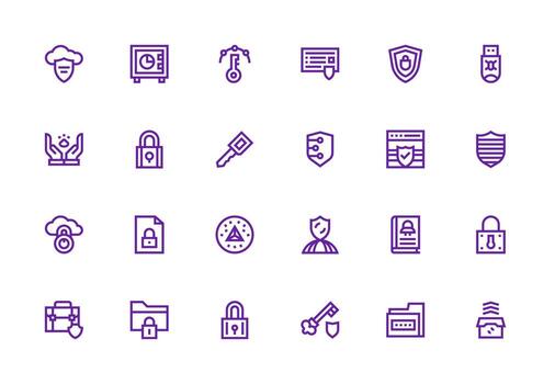 24 Thick Line Line Designs for Encryption Icons Interface Icon Collection for Daily Projects vector