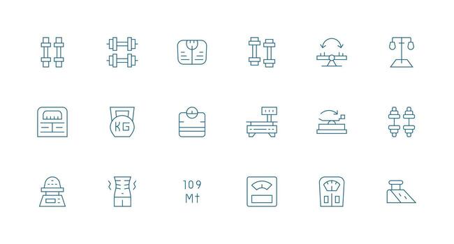 18 Minimal Line Style Icons from Weight Collection UI and UX Focused Icon Collection vector