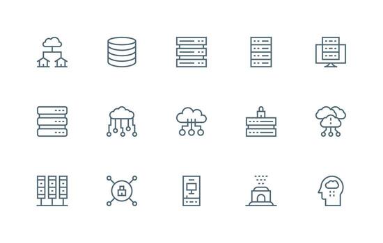 15 regular línea íconos para datos centrar gráficos detallado icono colección para diseño sistemas vector