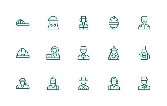 15 Regular Line Designs for Worker Icons All Device Compatible Icon Set vector