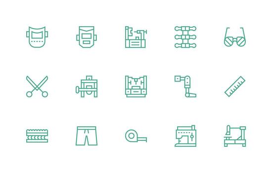 15 Icons for Fabrication in Regular Line Format Simple Icon Pack vector