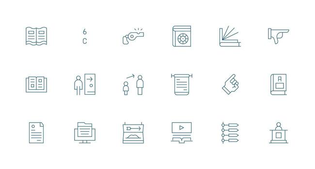 Instruction Design Icons featuring 18 in Minimal Line Style Layout Icon Collection vector