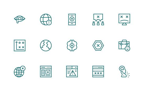 fracaso visual paquete conteniendo 15 regular línea íconos completar icono conjunto para móvil aplicaciones vector