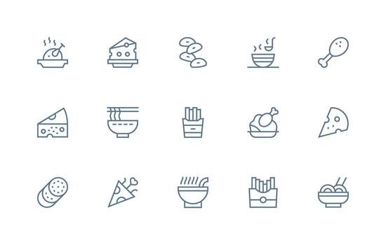 Comfort Food featuring 15 Icons in Regular Line Design Flexible Icon System for Web Interfaces vector