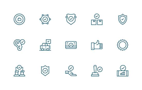 15 Ok Icons in Regular Line Aesthetic Simple Icons for Interface and Wireframes vector