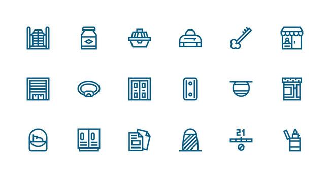 Strong Stroke Line Style Closed Icons with 18 Vectors Essential Icons for Rapid UI Building