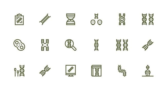 Strong Stroke Line Style Chromosome Icons with 18 Vectors Responsive Icon Set for Flexible Layouts