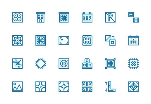Square Visual Pack containing 24 Thick Line Line Icons Interface Icon Collection for Daily Projects vector