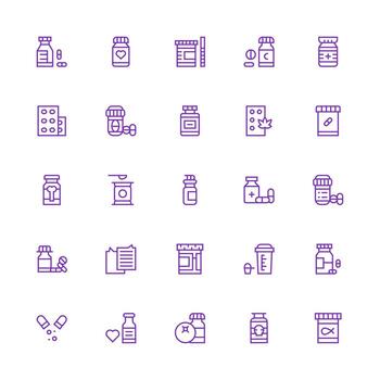 25 Icons for Supplement in Medium Stroke Outline Format Customizable Icon Series for Mobile Screens vector