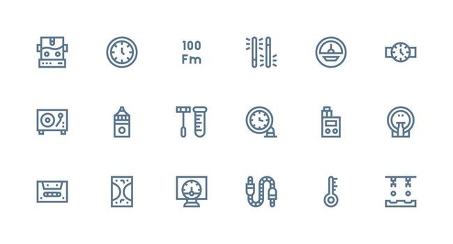 Analog Design Icons featuring 18 in Strong Stroke Line Style Functional Icon Series vector