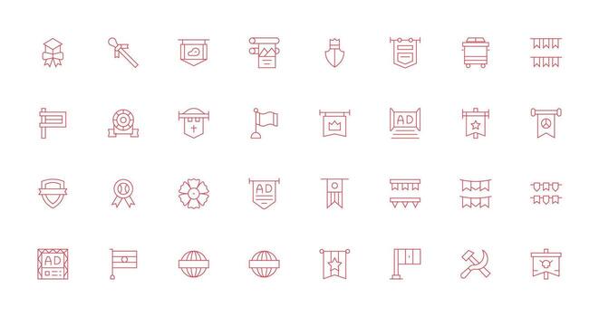 Banner Set with 32 Thin Line Icons Interface Icon Collection for Daily Projects vector