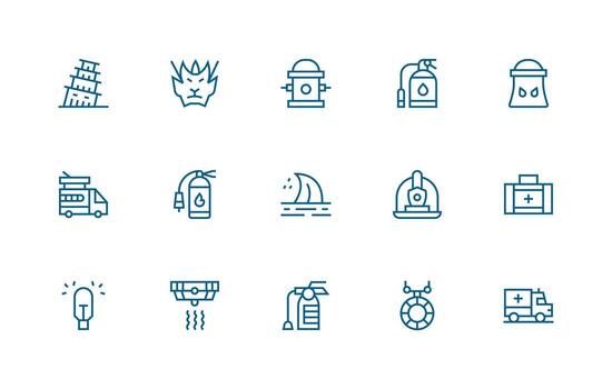 Emergency Response Icon Collection with 15 Regular Line Designs Neat Icon Set vector