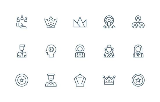 15 Icons for Leadership in Regular Line Format Essential Icons for Rapid UI Building vector
