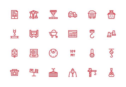 24 grueso línea línea diseños para carga íconos limpiar icono conjunto icono paquete para ui proyectos vector