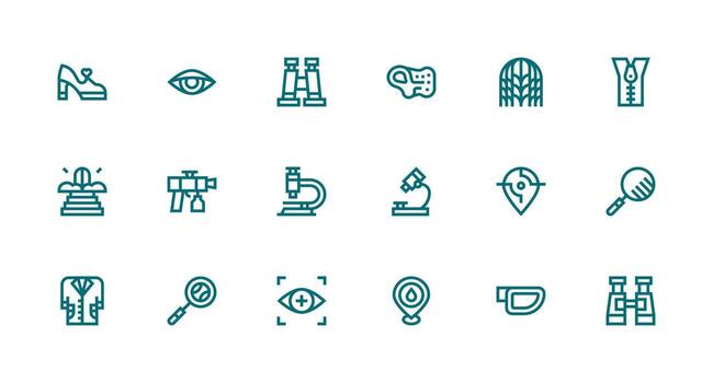 18 Strong Stroke Line Icons for Detail Graphics Clean Icon Set Icon Pack for UI Projects vector