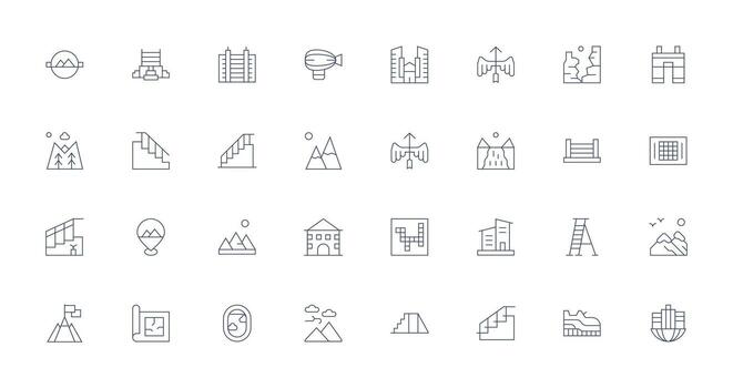 Elevation featuring 32 Icons in Thin Line Design Simple Icons for Interface and Wireframes vector