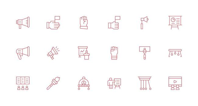 18 mínimo línea vectores para demostración tema interfaz icono colección para diario proyectos