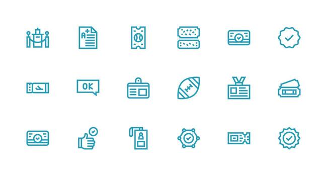 18 Icons for Pass in Strong Stroke Line Format Web Icon Collection vector