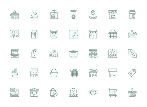 35 Light Line Icons for Retailer Graphics Web and App Icon Pack Collection vector
