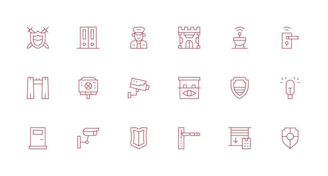 18 mínimo línea estilo íconos desde seguridad sistema colección icono paquete para ui vector